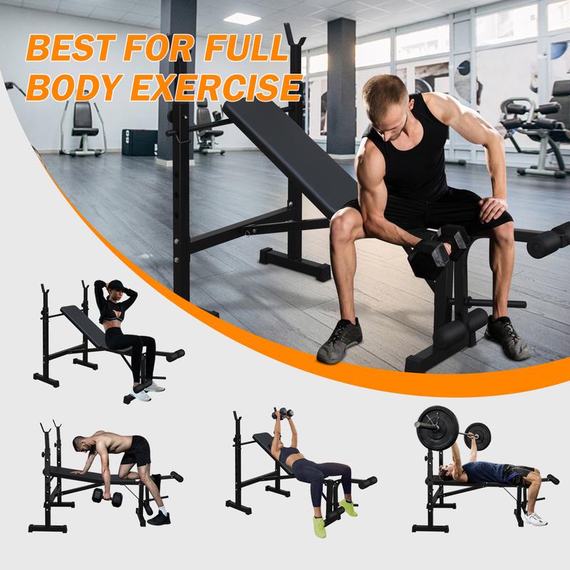 Full-Body Workout Weight Bench Press Set with Squat Rack for Home Gym