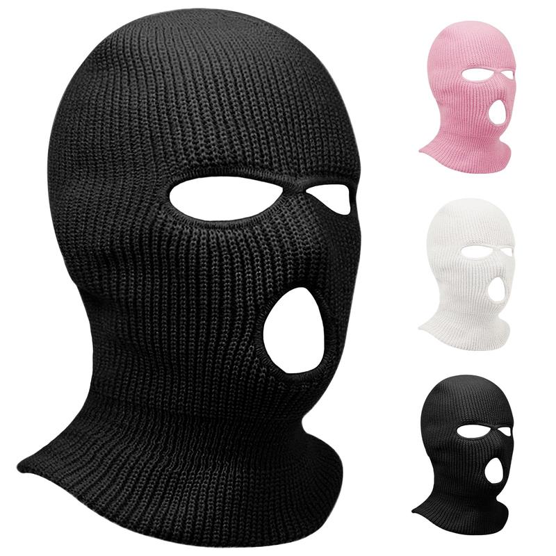 3 Hole Winter Knitted Mask, Outdoor Sports Full Face Cover Ski Mask Warm Knit Balaclava for Adult