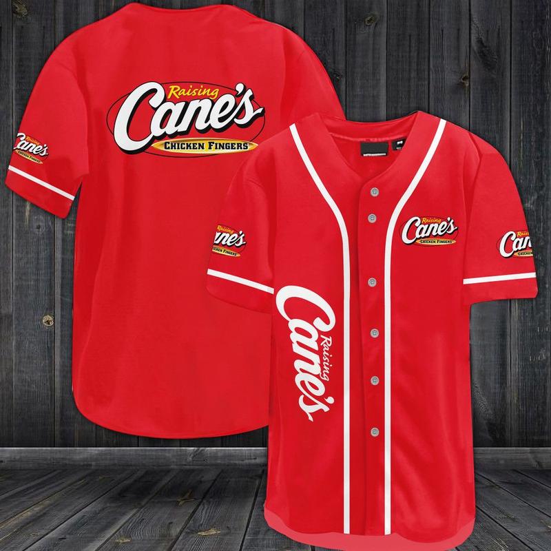 Raising Cane’s Chicken Fingers Baseball Jersey – Red Menswear Shirt, Baseball Tee Gift Menswear Shirt, Baseball Tee Gift, All Over Printed Clothes,Unisex 3D Print Baseball Collection Clothing, Gift Men & Women, Birthday Gift, Christmas Gift