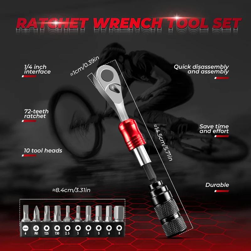 ROCKBROS 1 4-Inch Ratchet Socket Wrench Set 2.5-8mm Allen Hex Torx Sockets for Road Mountain Bike Maintenance