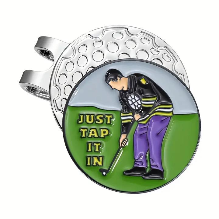 (Just Tap It In) Premium Golf Ball Marker with Magnetic Hat Clip - Durable and Strong Hold for Easy Access on the Course