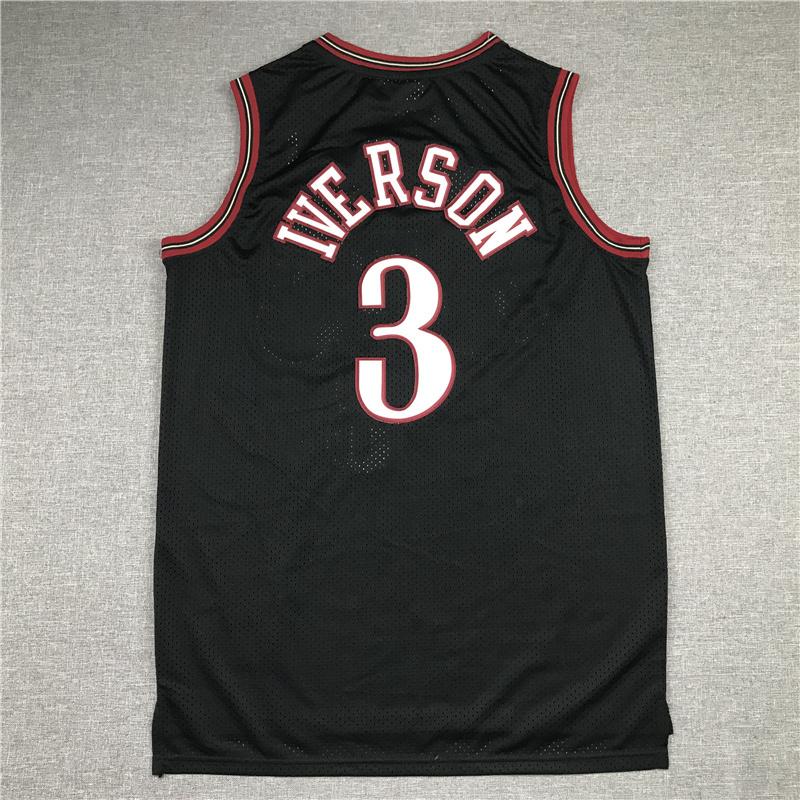 Allen Iverson stitched Basketball Jersey Men's Sleeveless Black