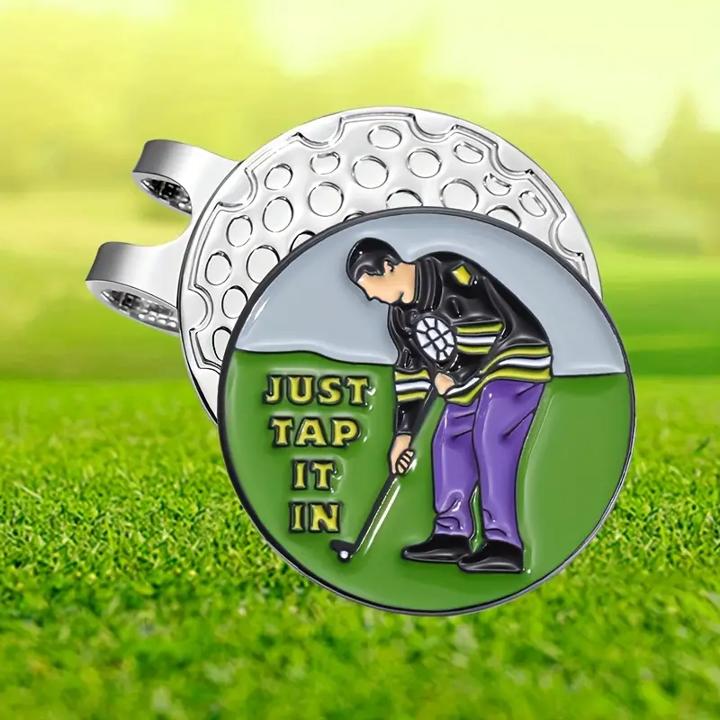 (Just Tap It In) Premium Golf Ball Marker with Magnetic Hat Clip - Durable and Strong Hold for Easy Access on the Course