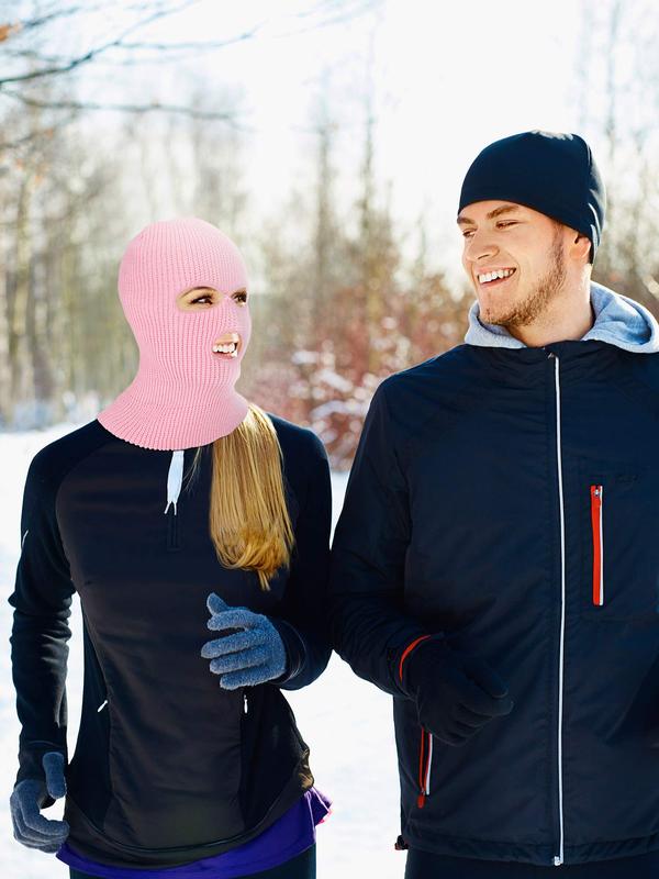 3 Hole Winter Knitted Mask, Outdoor Sports Full Face Cover Ski Mask Warm Knit Balaclava for Adult