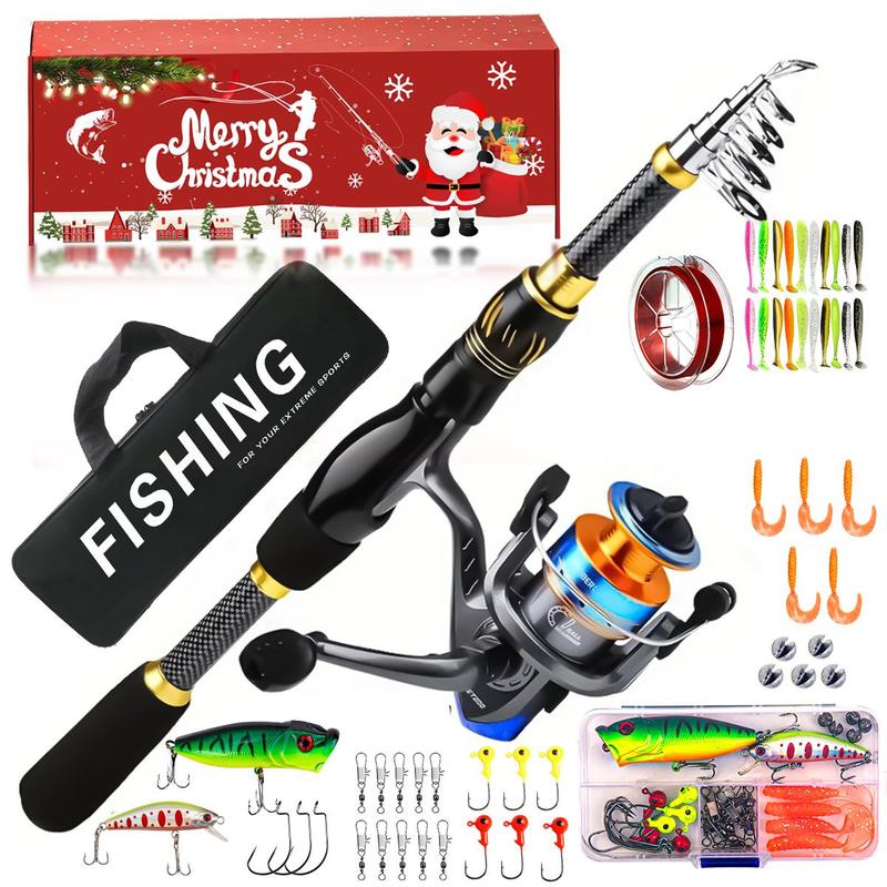 1.8m Fishing Rod Reel Combo Set, Fishing Rod with Fishing Tackle Kit with Fishing Lures & Bait Hooks & Line & Carrier Bag, Outdoor Fishing Tool, Fishing Set, Sea Saltwater Freshwater Kit