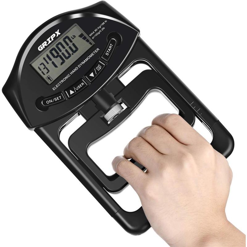 GRI Digital Hand-held Dynamometer Grip Strength Measurement Meter Auto Capturing Electronic Hand Grip Power 198Lbs   90Kgs