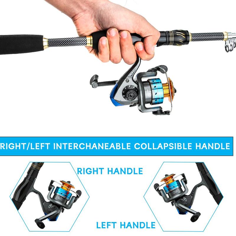 1.8m Fishing Rod Reel Combo Set, Fishing Rod with Fishing Tackle Kit with Fishing Lures & Bait Hooks & Line & Carrier Bag, Outdoor Fishing Tool, Fishing Set, Sea Saltwater Freshwater Kit