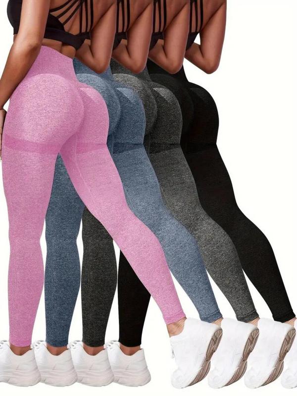 Women's Solid Textured High Waist Sports Leggings, Casual Comfy Breathable Seamless Skinny Pants for Yoga Gym Workout Running, Ladies Sportswear for All Seasons