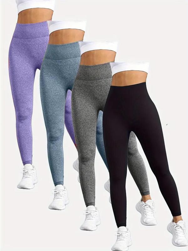 Women's Solid Textured High Waist Sports Leggings, Casual Comfy Breathable Seamless Skinny Pants for Yoga Gym Workout Running, Ladies Sportswear for All Seasons