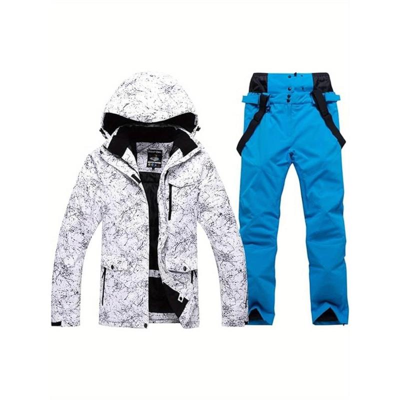 2 PCs Women Ski Jacket and Pants Suit Windproof Waterproof Warm Snowsuit Winter Fashion Loose Adjustable Tear-Proof Snowboard Snowsuit and Pants