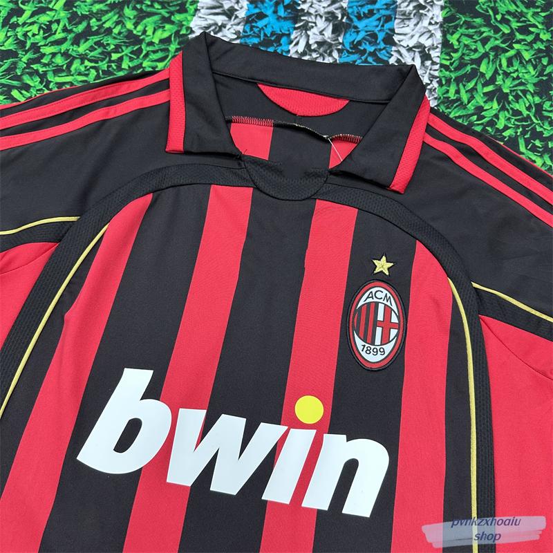 Vintage Jersey 06-07 AC Milan Home Long Short Sleeve Soccer Jersey Kaka Inzaghi Maldini Soccer Jersey