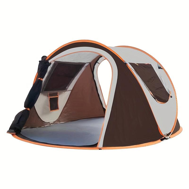 Automatic Pop-Up Tent, Oval 4-Person Family Camping Shelter, Easy Setup Outdoor Tent with Normal Waterproof Polyester Material, Fiberglass Poles, Zippered Closure for Ages 14+