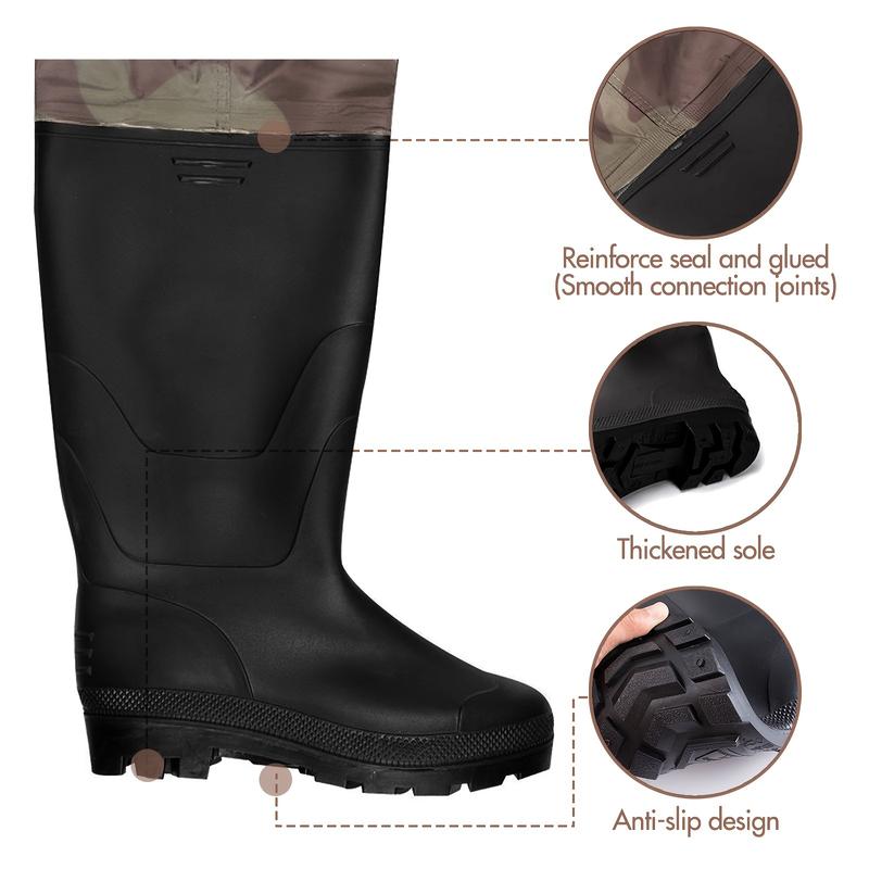 3-Ply Nylon PVC Breathable Ultra Lightweight Veil Camo Chest Stocking Boot Foot Fishing Hunting Waders For Men Women