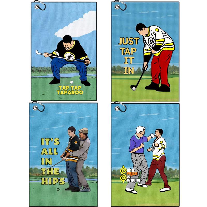 Funny Printed Golf Towel, 4 Counts set Golf Towel with Clip, Golf Gift for Men & Husband & Boyfriend & Golf Lovers