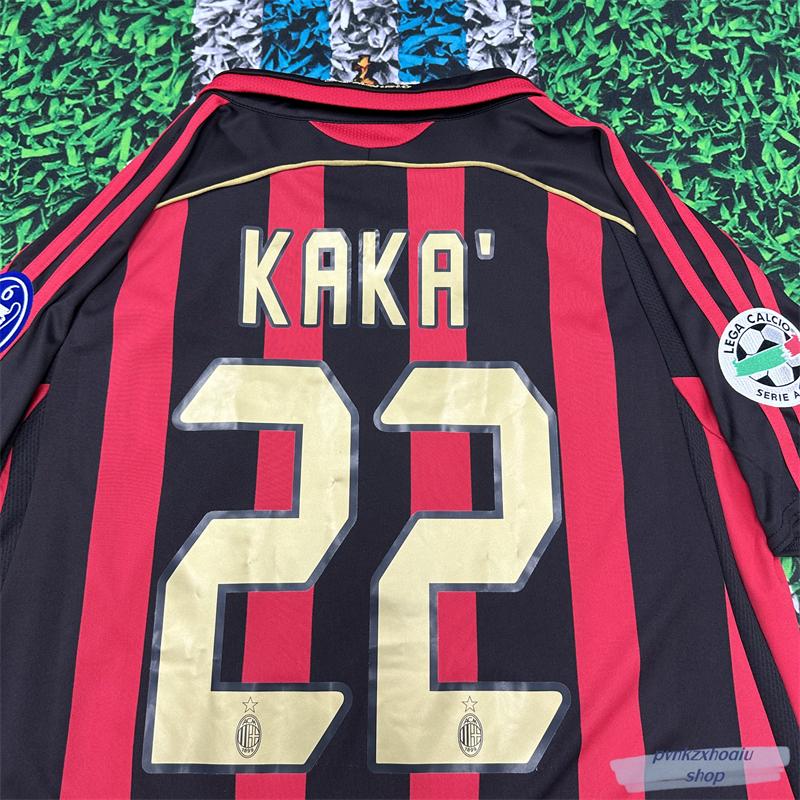 Vintage Jersey 06-07 AC Milan Home Long Short Sleeve Soccer Jersey Kaka Inzaghi Maldini Soccer Jersey