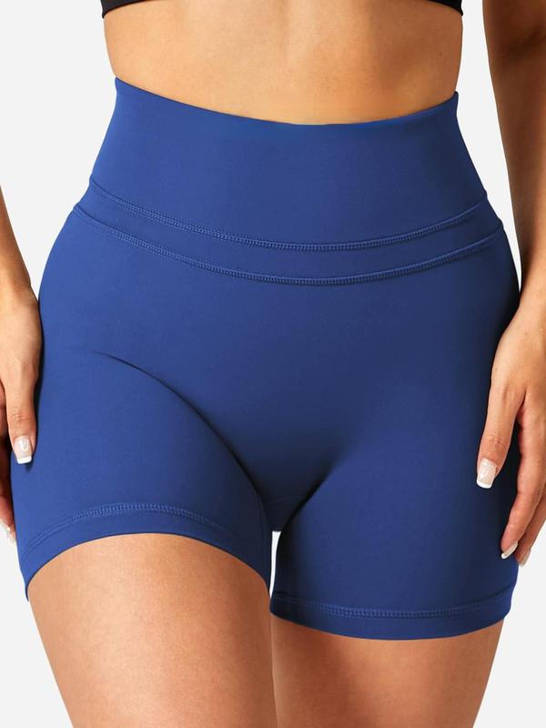 Women's Plain High Waist Sports Short Leggings, Summer Clothes Women, Gym Shorts, Sporty Breathable Comfy Stretchy Seamless Skinny Shorts for Gym Yoga Workout Fitness