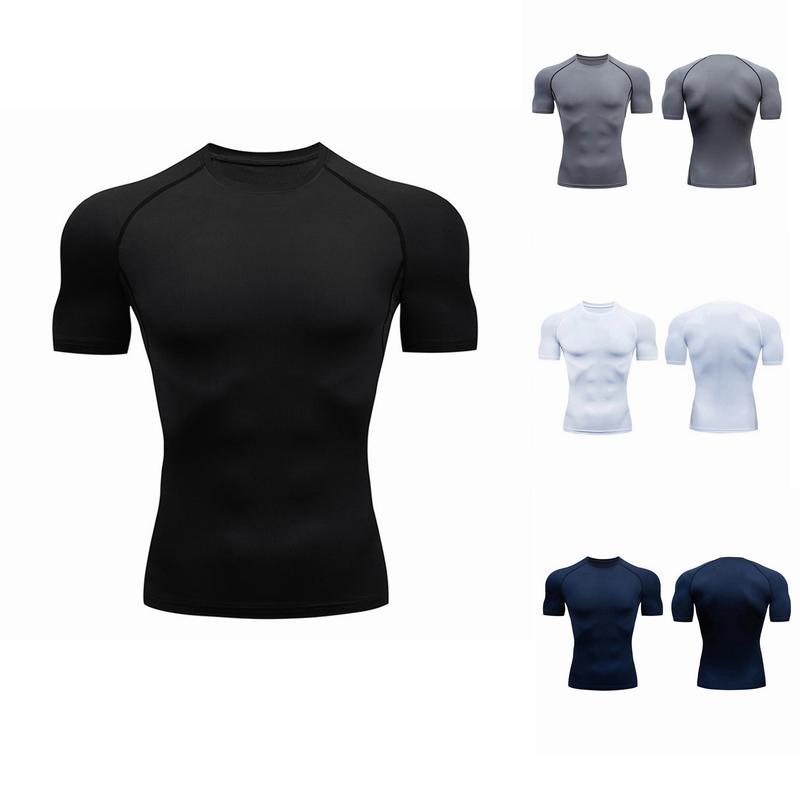 Mens Athletic Workout Shirts Quick Dry Short Sleeve Shirt Training Running Compression T-Shirts