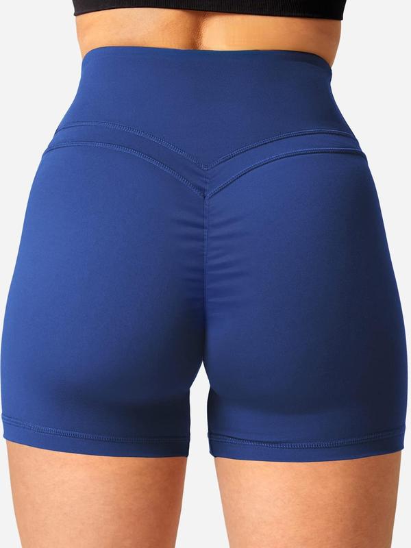 Women's Plain High Waist Sports Short Leggings, Summer Clothes Women, Gym Shorts, Sporty Breathable Comfy Stretchy Seamless Skinny Shorts for Gym Yoga Workout Fitness