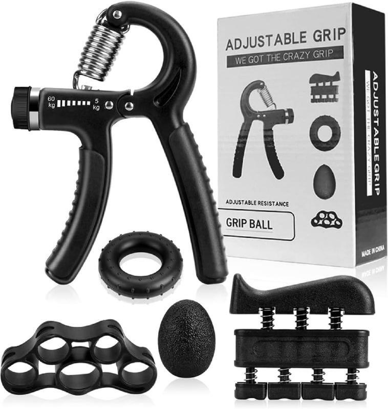 Hand Grip Strengthener Kit (5 Pack) Forearm Grip Fit Beast Adjustable Resistance Hand Gripper, gripper ,forearm veins,Finger Exerciser,Finger Stretcher,Grip Ring Stress Relief Grip Ball For Athletes,Portable Home Gym Hand Strength Training Tool