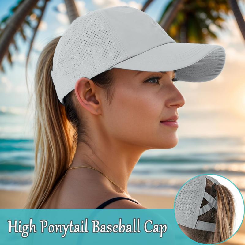 Women's Sporty Ponytail Baseball Cap - Stylish Criss Cross Design, Adjustable Fit for High Messy Bun, Quick Drying Fabric Hat