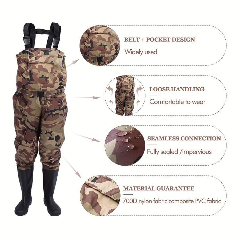 3-Ply Nylon PVC Breathable Ultra Lightweight Veil Camo Chest Stocking Boot Foot Fishing Hunting Waders For Men Women