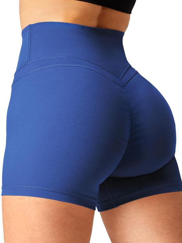 Women's Plain High Waist Sports Short Leggings, Summer Clothes Women, Gym Shorts, Sporty Breathable Comfy Stretchy Seamless Skinny Shorts for Gym Yoga Workout Fitness