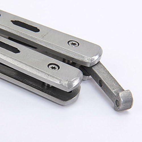 Stainless Steel Silver Knife Trainer Training Folding Knife Dull Tool Outdoor Camping Comb