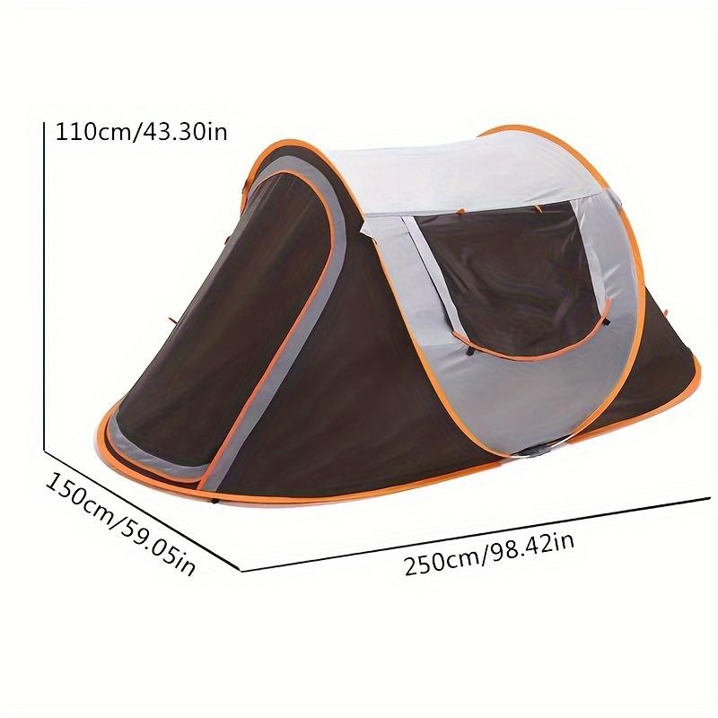 Automatic Pop-Up Tent, Oval 4-Person Family Camping Shelter, Easy Setup Outdoor Tent with Normal Waterproof Polyester Material, Fiberglass Poles, Zippered Closure for Ages 14+