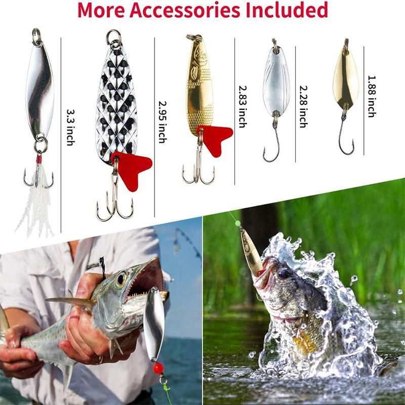 Fishing Lures Kit, 1 Set Freshwater Bait Kit, Fishing Accessories with Box, Soft Plastic Worms Crankbait Jigs Fishing Hooks Lures