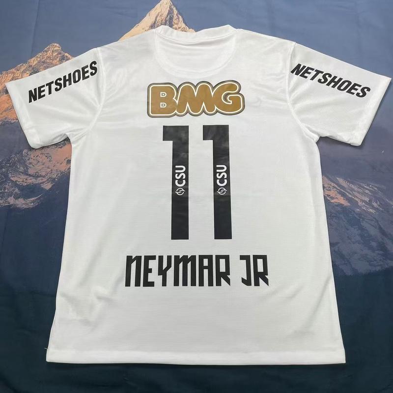 11 12 FC Home Short Sleeve Jersey NO.11Neymar Retro Soccer Jersey White FansVersion