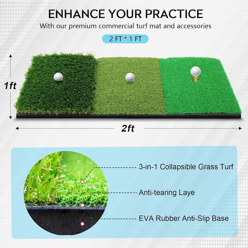 Golf Net, 10x7ft Automatic Ball Return System for Backyard Driving and Chipping, Practice Net with Tri-Turf Hitting Mat, Training Net for Indoor and Outdoor Use