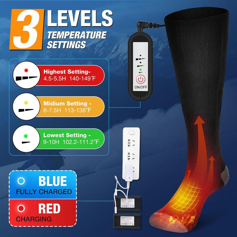 Electric Heated Socks, 1 Pair Rechargeable Foot Warmer Socks, Winter Foot Warmer Socks, Outdoor Skiing Socks, Gift for Men and Women