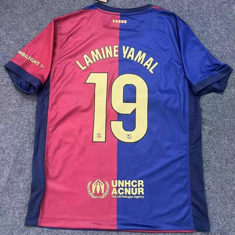 2024-2025 Barce No.19 Yamal Football Jersey Fans Version Breathable Short Sleeved Soccer Jersey