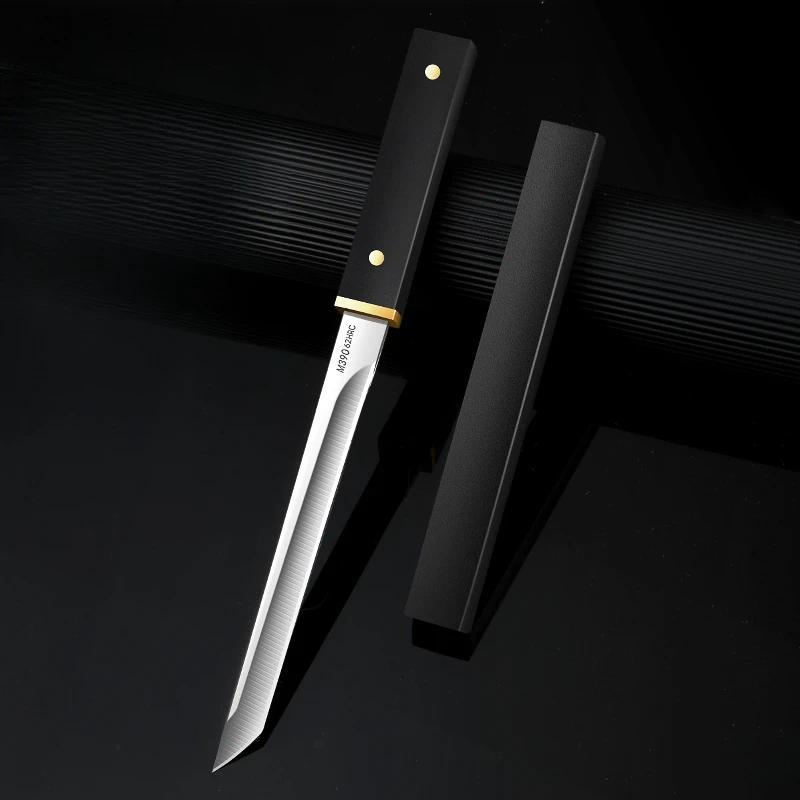 Portable Furit Kitchen Knife for Outdoor Camping,  M390 Stainless Steel Sharp Straight Knife for Cutting Vegetable & Fruit