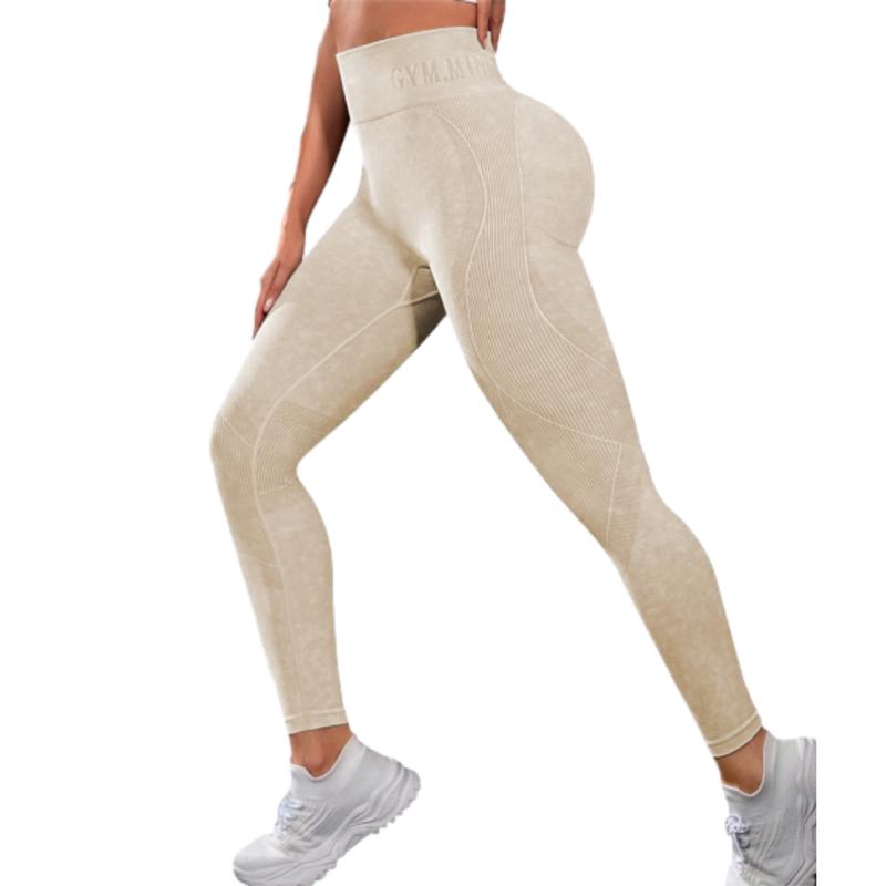 Women's Solid High Waist Sports Tummy Control Leggings - High Stretch Seamless Yoga Leggings for Indoor and Outdoor Wear in Fall