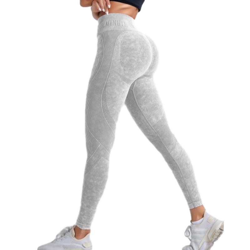 Women's Solid High Waist Sports Tummy Control Leggings - High Stretch Seamless Yoga Leggings for Indoor and Outdoor Wear in Fall