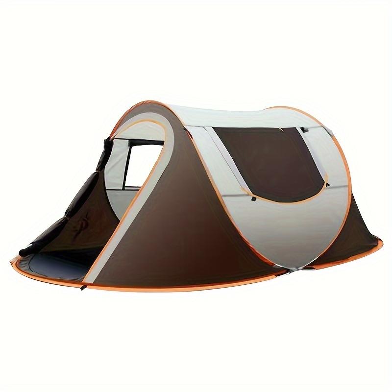 Automatic Pop-Up Tent, Oval 4-Person Family Camping Shelter, Easy Setup Outdoor Tent with Normal Waterproof Polyester Material, Fiberglass Poles, Zippered Closure for Ages 14+