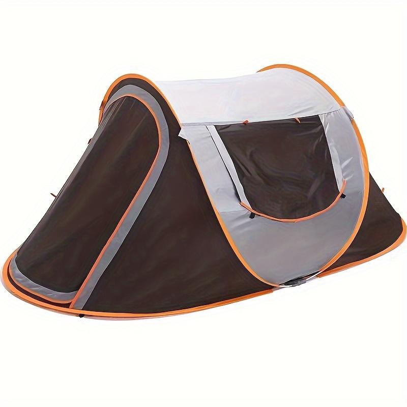 Automatic Pop-Up Tent, Oval 4-Person Family Camping Shelter, Easy Setup Outdoor Tent with Normal Waterproof Polyester Material, Fiberglass Poles, Zippered Closure for Ages 14+