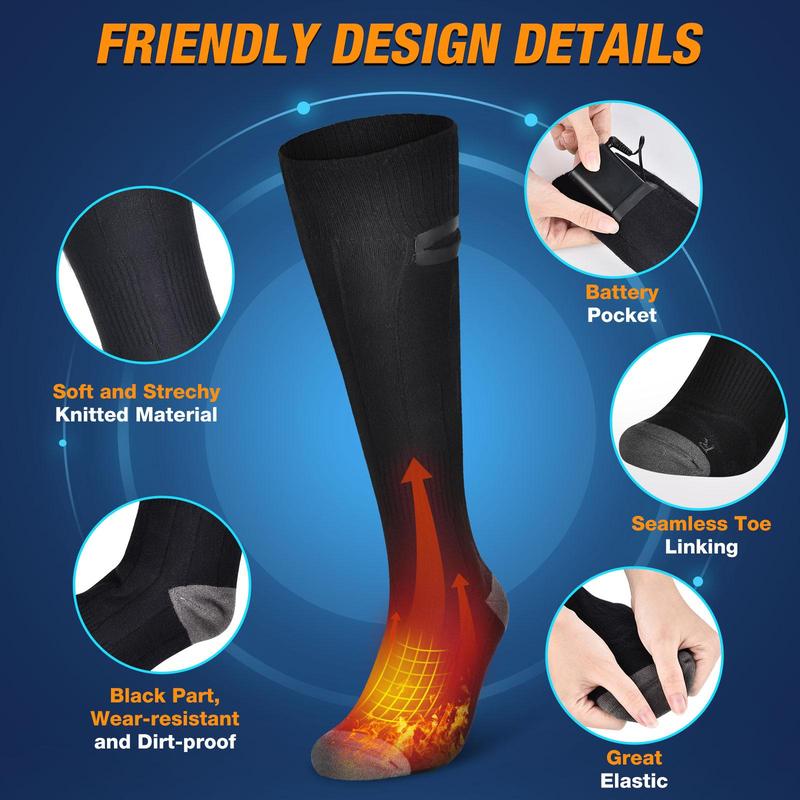 Electric Heated Socks, 1 Pair Rechargeable Foot Warmer Socks, Winter Foot Warmer Socks, Outdoor Skiing Socks, Gift for Men and Women