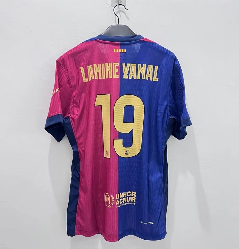 2024-2025 Barce No.19 Yamal Football Jersey Fans Version Breathable Short Sleeved Soccer Jersey