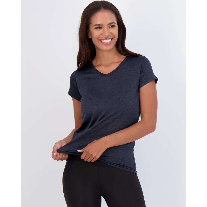 Real Essentials 5 Pack: Women's Short Sleeve V-Neck Activewear T-Shirt Dry-Fit Wicking Yoga Top (Available in Plus)