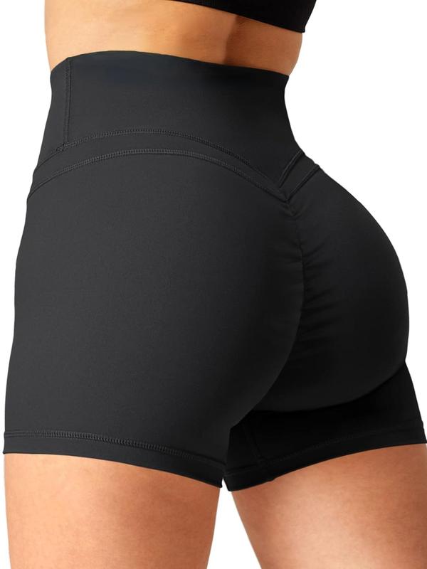 Women's Plain High Waist Sports Short Leggings, Summer Clothes Women, Gym Shorts, Sporty Breathable Comfy Stretchy Seamless Skinny Shorts for Gym Yoga Workout Fitness