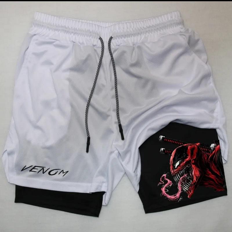 Men's Gym Workout Shorts Anime 2-in-1 Running Printed Shorts Sports Anime Print Short Men's Gym Workout Jogging Shorts Breathable Double Layer Shorts Anime Gym Shorts Men Performance Shorts Men Shorts Graphic Mens Gym Clothes