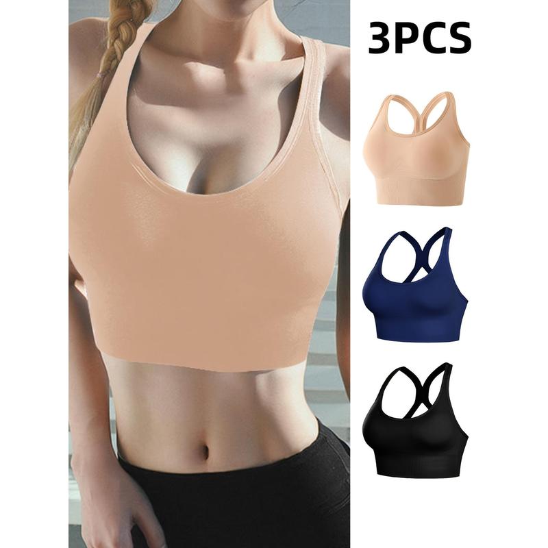 3 Pieces New Fitness Training Bra Beauty Vest Sportswear Cross Back High Support Yoga Sports Bra for Women