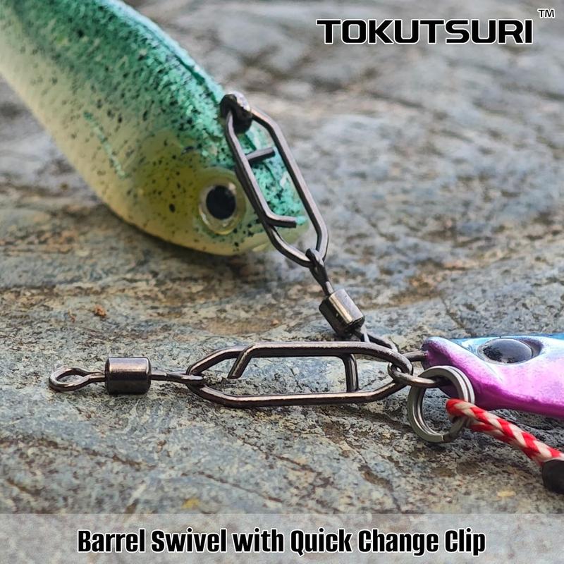 Power Fishing Clips Quick Change Snap Swivels Fishing Saltwater Freshwater Barrel Swivel Speed Clips Lure Snaps Fishing Tackle Black