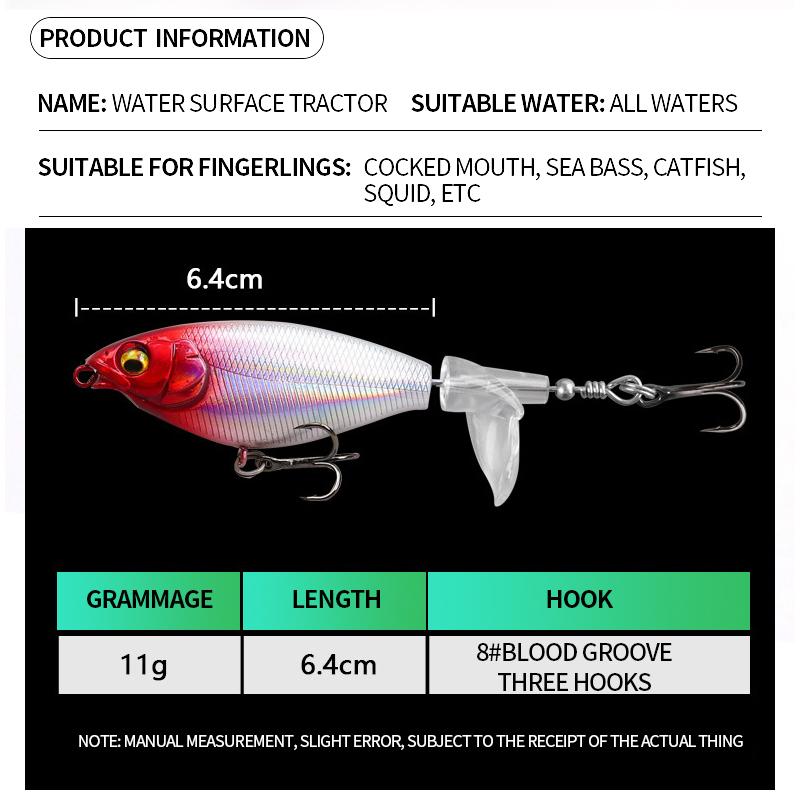 Fishing Lure with Hook,Water Surface Propeller Fishing Bait, Lifelike Floating Swimming Artificial Hard Baits,Fishing Accessories for OutdoorFishing ,Fishing Equipment Perfect for Fishing Enthusiasts fishing gear Bionic Paddle Tail Swimbait Set