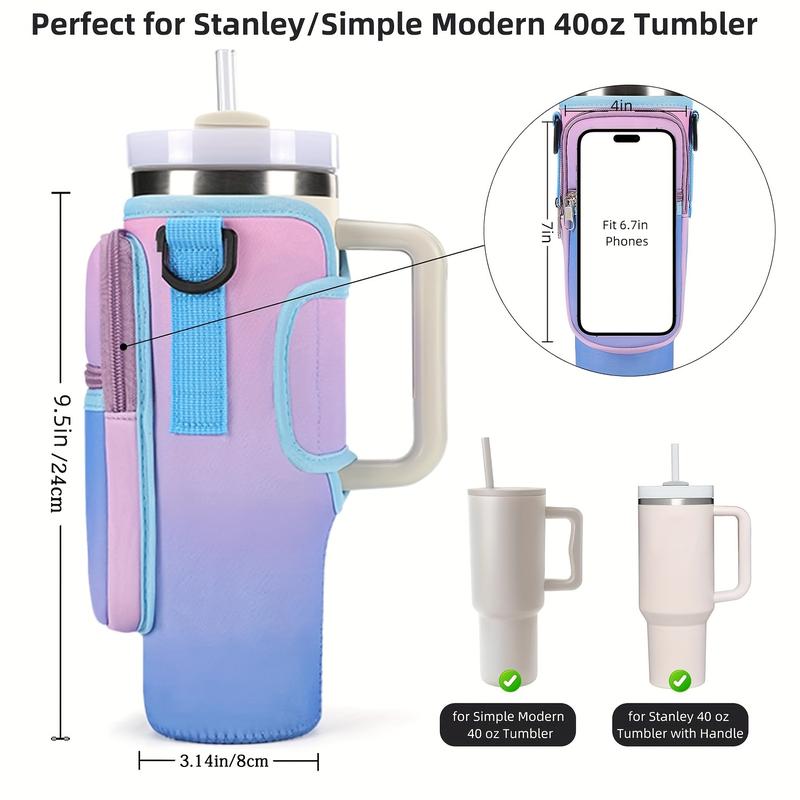 Water Bottle Bag, Tumbler Carrier Bag for Stanly 40oz, Adjustable Shoulder Strap, Water Bottle Carrying Bag with Cell Phone Pouch,  Water Bottle Holder for Outdoor Sports