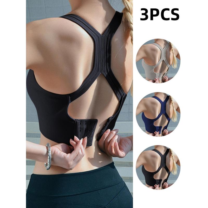 3 Pieces New Fitness Training Bra Beauty Vest Sportswear Cross Back High Support Yoga Sports Bra for Women