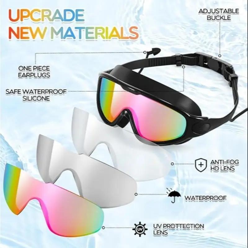 Swimming Goggles, 2 Counts Leak-proof Swimming Goggles, Full Coverage Swimming Goggles for Adults, Men, Women and Teenagers