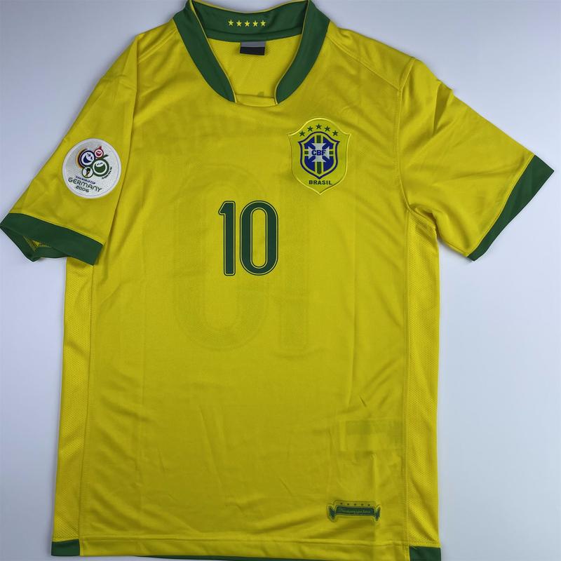 Classic 2006 Retro Brazil National Team Home Short Sleeve Ronaldo No. 10 Jersey